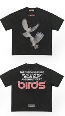 Birds 'Two Doves' Washed Onyx Oversized Ultra-Premium Box S/S T-Shirt - FRESH N FITTED