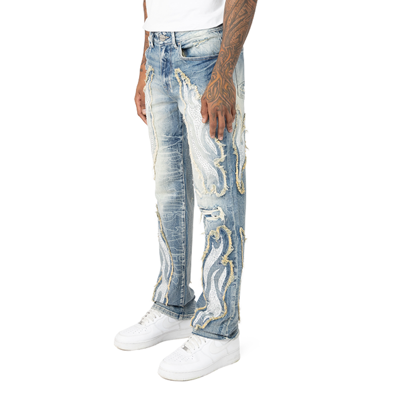 Smoke Rise 'Fray Patch' Denim (Rhodes Blue) JP25248 | Fresh N Fitted
