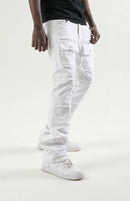 Spark 'TWill' Stacked Flare Denim With Multi Pockets (White) S3020 - FRESH N FITTED