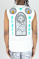 Rebel Minds 'RBL' Sleeveless T-Shirt (White) 151-122 - FRESH N FITTED