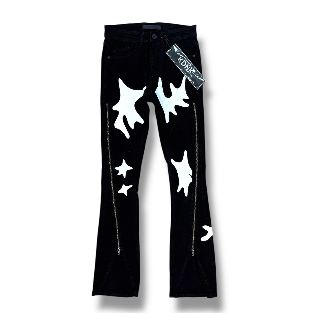 KDNK Patched Flare Denim KND4801 (Jet Black)