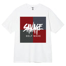 3Forty Inc. 'Self Made Savage' T-Shirt (White/Burgundy) - FRESH N FITTED