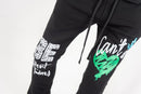 Rebel Minds 'Can't Be' Stacked Fleece Sweatpants (Black) 152-417 - FRESH N FITTED