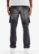 Copper Rivet 'Rip & Repair' Cargo Denim (Black Sand) 533003 - FRESH N FITTED