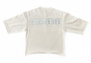 Highly Undrtd 'UN Existence' 3/4 Sleeve Rhinestone Cropped T-Shirt (Champagne) HF5504 - FRESH N FITTED
