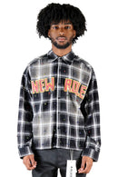 Kleep Mens Long Sleeve Cropped Button Down Shirt (Black) KW-5310 - FRESH N FITTED