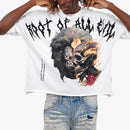 VOYAGE STUDIO 'Root Of All Evil' Cropped Rhinestone T-Shirt (White) 51T15 - FRESH N FITTED