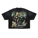 Rare Peace 'No Longer Human (Zombie)' Oversized Rhinestone Cropped T-shirt (Black) RT5059 - FRESH N FITTED