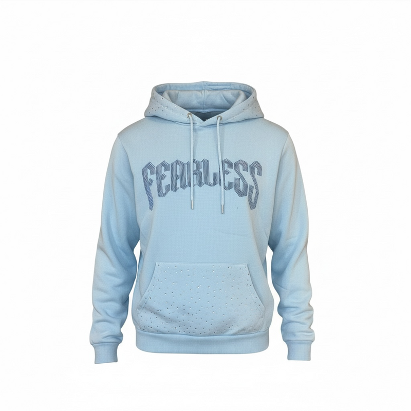 Black Pike Fearless Rhinestone Hoodie (Lt.Blue) FB2530S | Fresh N