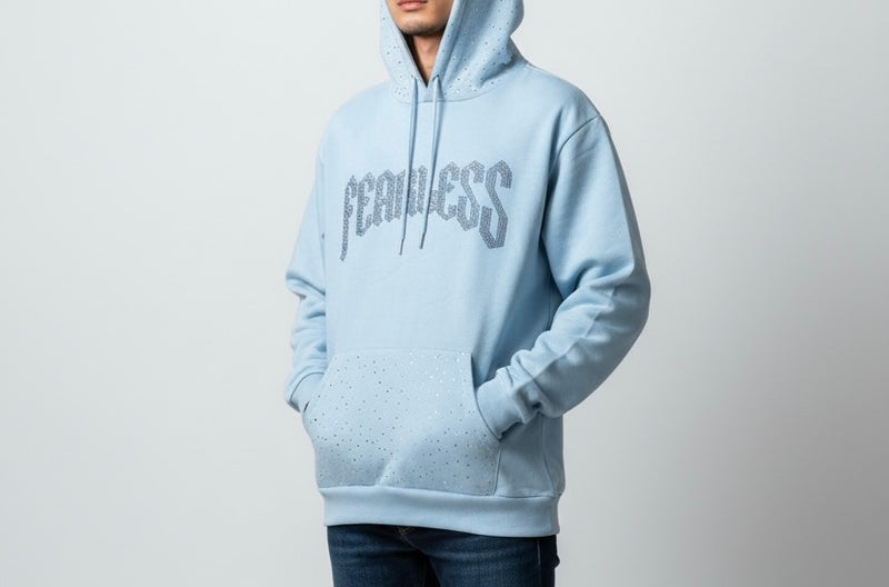 Black Pike Fearless Rhinestone Hoodie (Lt.Blue) FB2530S | Fresh N