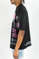 “Rebel Denim grey rhinestone long sleeve cropped flannel shirt 652-237 side view