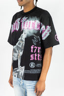 “Rebel Denim grey rhinestone long sleeve cropped flannel shirt 652-237 left 