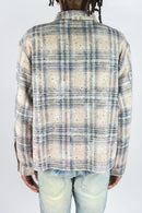 Rebel Denim Long Sleeves Rhinestone Cropped Flannel (Grey) 652-237 - FRESH N FITTED