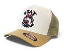 MUKA Stay Curious trucker hat white khaki T5537