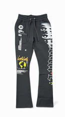 Highly Undrtd ‘Obsessive Culture' Stacked Joggers (Black) UF5209 - FRESH N FITTED