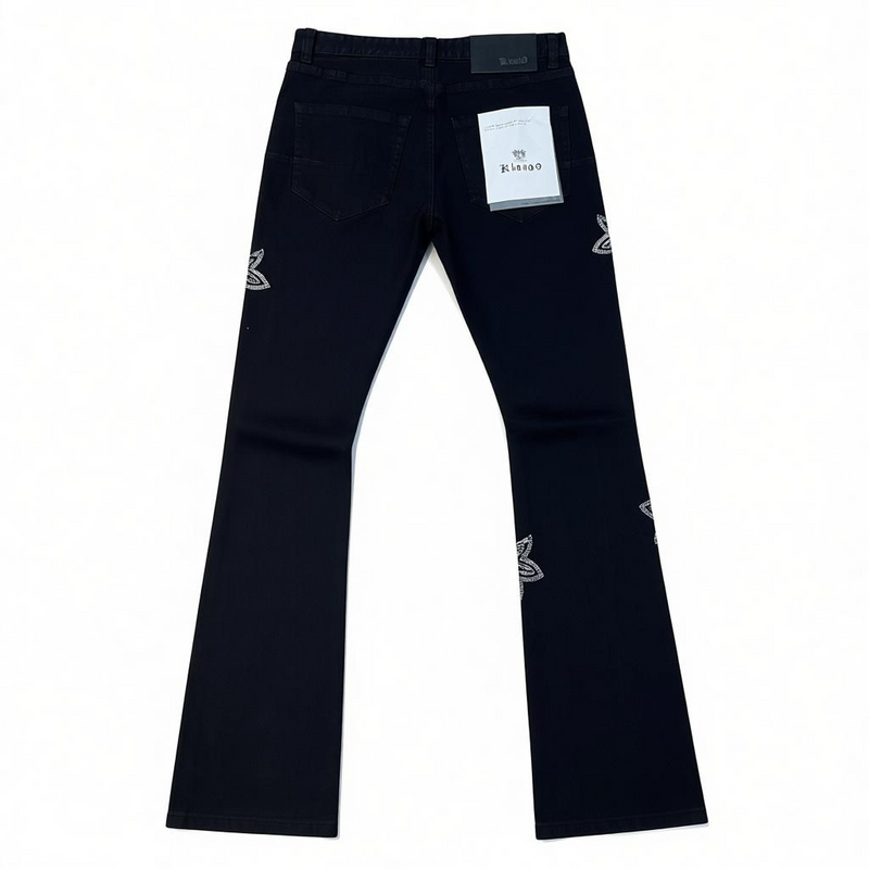 Kloud9 'Cross' Rhinestone Stacked Denim (Jet Black) P25352