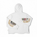 VOYAGE STUDIO 'Dragon' Rip & Tear Terry Cropped Hoodie (White) 53J10 - FRESH N FITTED