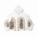 VOYAGE STUDIO 'Dragon' Rip & Tear Terry Cropped Hoodie (White) 53J10 - FRESH N FITTED
