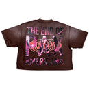 Rare Peace 'Dark Age 2.0' Oversized Rhinestone Cropped T-shirt (DK. Brown) RT5040 - FRESH N FITTED