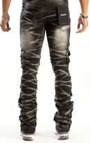 Kind Red 'Cargo Rhinestone' Stacked Pants (Smoke Black) KD2204 - FRESH N FITTED