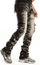 Kind Red 'Cargo Rhinestone' Stacked Pants (Smoke Black) KD2204 - FRESH N FITTED
