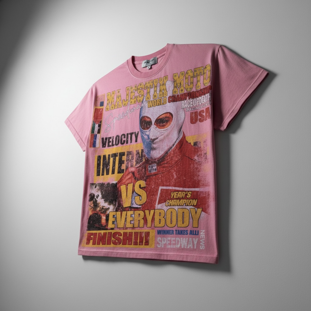 Majestik 'Moto' Garment Dyed T-Shirt (Pink) TE2612
