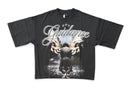 Black Silent Verse Guidance oversized cropped T-shirt with bold front graphic, casual streetwear style.