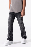 BLACK LIGHT Kids 'Applique' Slim Fit Denim in Black