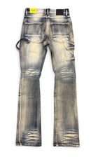 Spark 'Carpenter Pannel' Stacked Flared Denim in Rustic Blue
