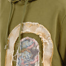 VOYAGE STUDIO 'Dragon' Rip & Tear Terry Cropped Hoodie (Olive) 53J10 - FRESH N FITTED