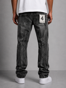 FWRD 'Eroded' Relaxed Straight Denim in Washed Black