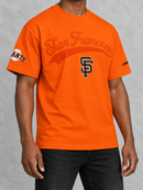 Orange Pro Standard San Francisco Giants Living Large drop shoulder T-shirt with graphic design and relaxed fit.