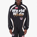 Men's Copper Rivet 'World Wide' Windbreaker Zip-Up Jacket in Black