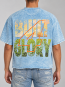 Men’s Rebel Denim 'Born' Oversized French Terry T-shirt in Blue