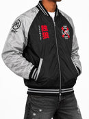 Men's Mint Lone Wolf black zip-up jacket with hood and front pockets, stylish and casual men's jacket from Mint.