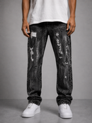 FWRD 'Eroded' Relaxed Straight Denim in Washed Black