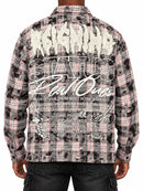 Men’s Rebel Denim 'Reigning Status' Long Sleeve Button Up Flannel in Pink