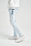 Spark ‘Rip & Repair’ Slim Fit Stretch Denim (Bleach Blue) S4405 - FRESH N FITTED