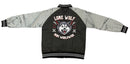 Men's black Mint Lone Wolf zip-up jacket with a sleek design and front zip closure, perfect for casual wear.