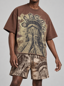 Rebel Minds 'Weeping Liberty' Cropped T-Shirt (Brown) 610-11117