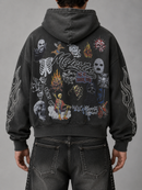 Majestik 'Department' Garment Dyed French Terry Zip Up Hoodie in Black