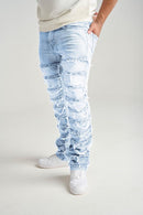 Spark Stretch Distressed Stack Denim in Lt. Blue