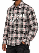 Men’s Rebel Denim 'Reigning Status' Long Sleeve Button Up Flannel in Pink