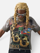 DUAA 'WC 93' Rhinestone T-Shirt in Grey