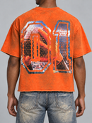 Men’s Rebel Denim 'One' Oversized French Terry T-shirt in Orange