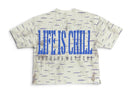 Men's BKYS ‘Chillin’ Cropped Rhinestone T-Shirt in Off-White