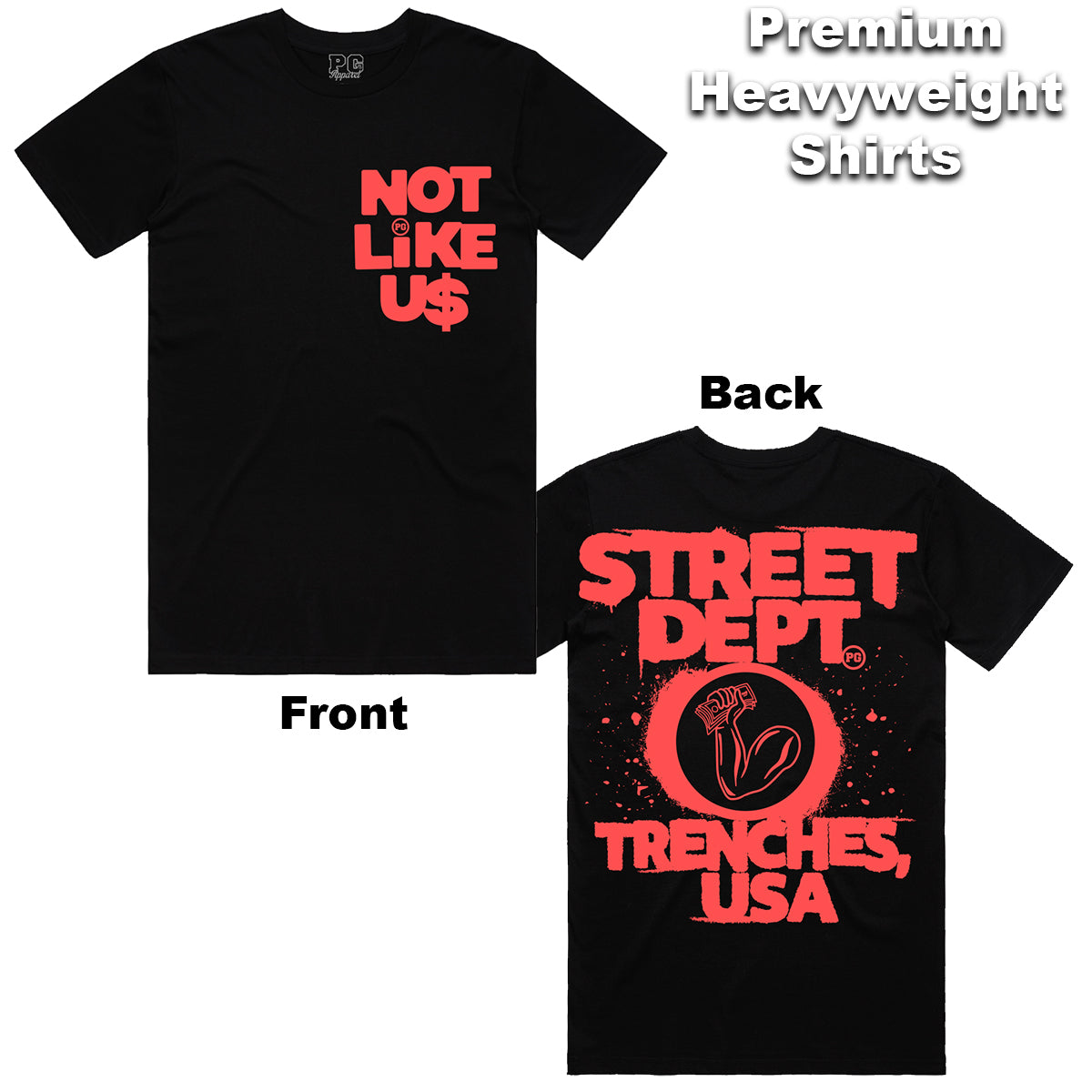 PG Apparel 'Not Like Us' T-Shirt (Black/Infared) NOT100