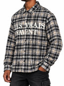 Men’s Rebel Denim 'Reigning Status' Long Sleeve Button Up Flannel in Grey