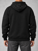 Black Pro Standard San Francisco Giants blackout hoodie with drop shoulder design and team logo, front view.