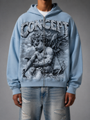 Concept LA 'Cherub 1' Oversized Zip Up Hoodie in Baby Blue